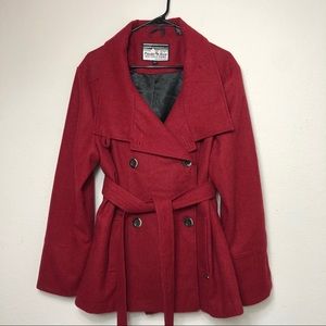 Wool Double Breasted Wrap Peacoat w Lining